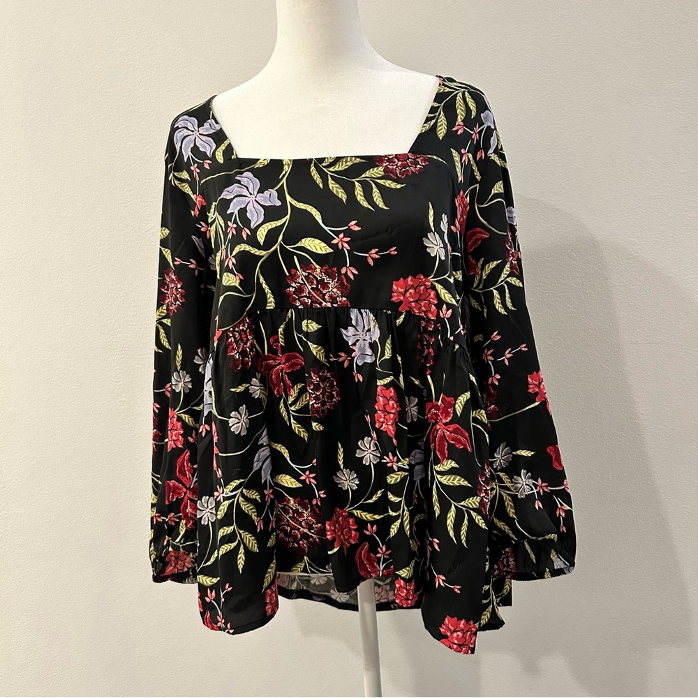 Anthropologie Black Peasant Top